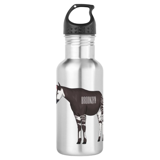 Botella De Agua Ilustracion personalizado de Okapi (Anverso)