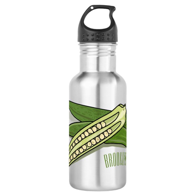 Botella De Agua Ilustracion personalizado de Okra (Anverso)