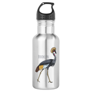 Botella De Agua Ilustracion personalizado de pájaro grullo coronad