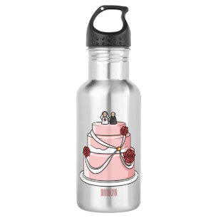 Botella De Agua ilustracion personalizado de pastel boda
