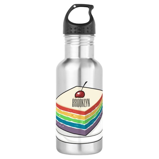 Botella De Agua Ilustracion personalizado de pastel de arcoiris (Anverso)