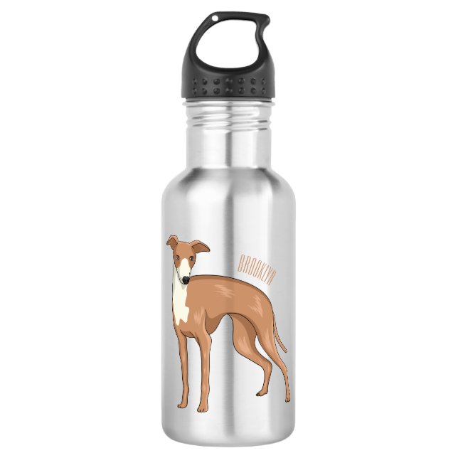 Botella De Agua Ilustracion personalizado de perro de Greyhound (Anverso)