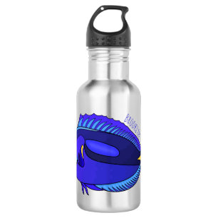 Botella De Agua Ilustracion personalizado de pescado tang azul