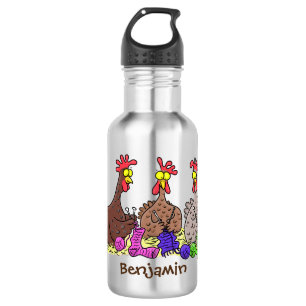 Botella De Agua Ilustracion personalizado de pollos de punto diver