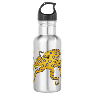 Botella De Agua Ilustracion personalizado de pulpo de anillo azul