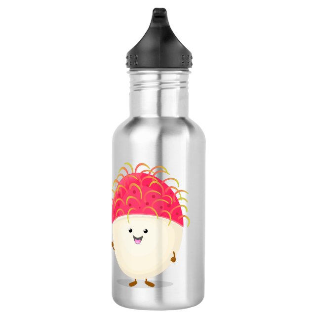 Botella De Agua Ilustracion personalizado de rambután rosa suave (Derecha)