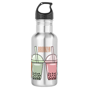 Botella De Agua Ilustracion personalizado de té de burbujas