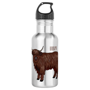 Botella De Agua Ilustracion personalizado de vaca de Highland