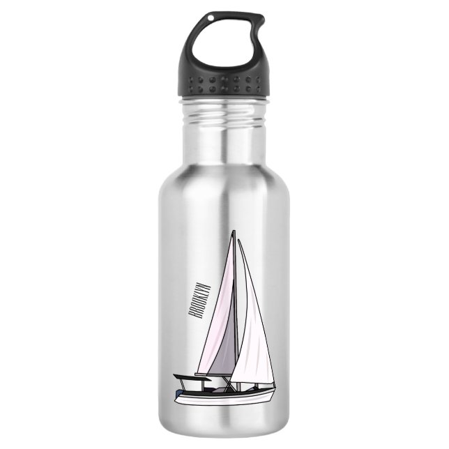 Botella De Agua Ilustracion personalizado de velero (Anverso)