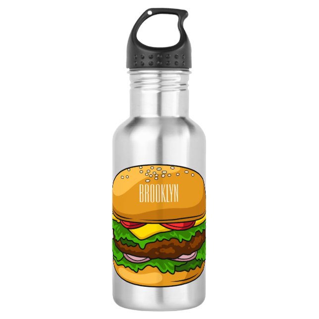 Botella De Agua Ilustracion personalizado Hamburger (Anverso)