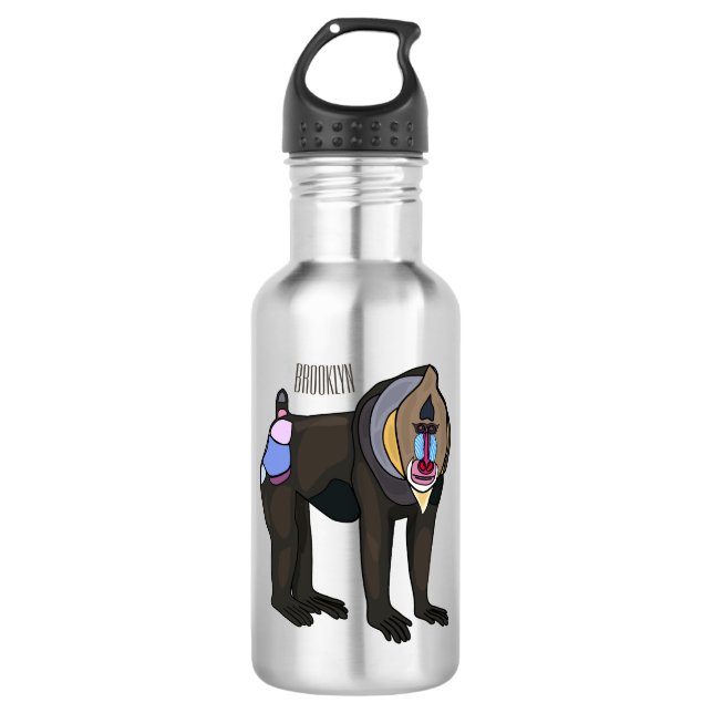 Botella De Agua Ilustracion personalizado Mandrill (Anverso)