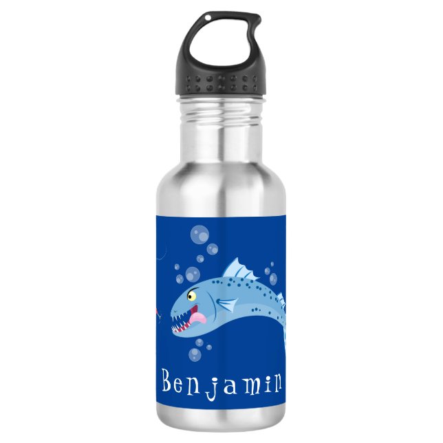 Botella De Agua Ilustracion personalizado pescador hambriento de b (Anverso)