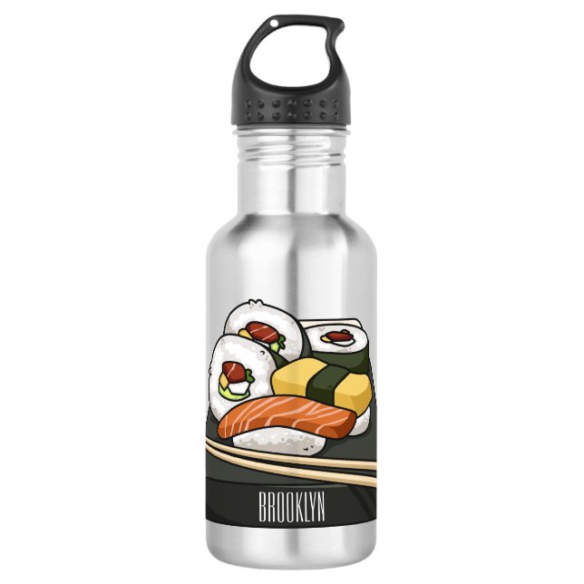 Botella De Agua Ilustracion personalizado Sushi (Anverso)
