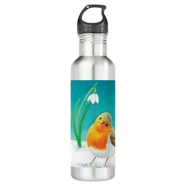Botella De Agua Ilustracion Red Robin Bird (Anverso)