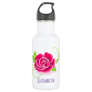 Botella De Agua Ilustracion rosa rosado personalizado