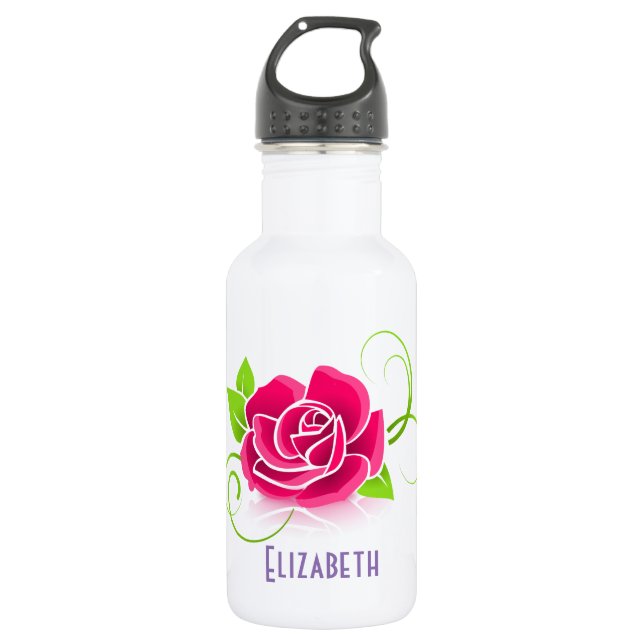 Botella De Agua Ilustracion rosa rosado personalizado (Anverso)