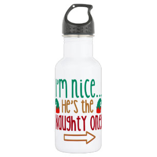 Botella De Agua Im Nice Hes Naughty Elf Gorra