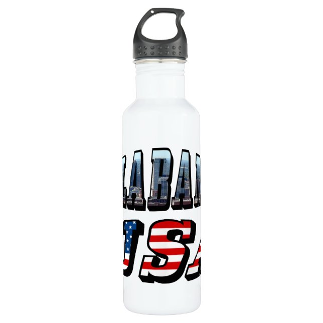 Botella De Agua Imagen de Alabama y fuente de bandera de Estados U (Anverso)