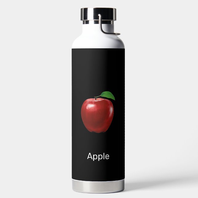 Botella De Agua Imagen de fruta de Apple personalizado y texto edi (Izquierda)
