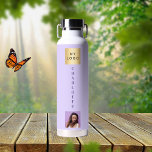 Botella De Agua Imagen violeta de logotipo de negocios<br><div class="desc">Un fondo de color violeta. Personalice y agregue su logotipo de negocio,  nombre y foto de perfil.</div>