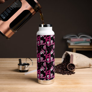 Botella De Agua Impresión botánica de magnolia rosa