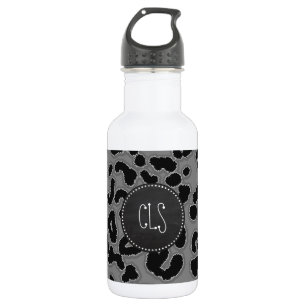 Botella De Agua Impresión de animales de leopardo gris oscuro; apa