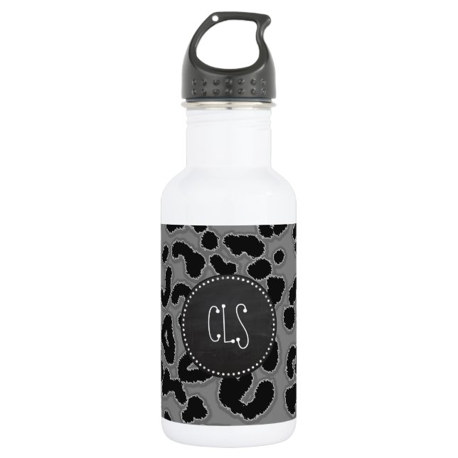 Botella De Agua Impresión de animales de leopardo gris oscuro; apa (Anverso)
