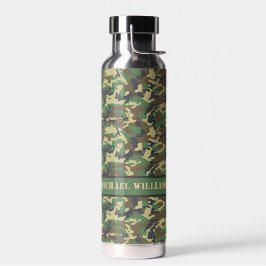 Botella De Agua Impresión de camo militar de Woodland - Personaliz
