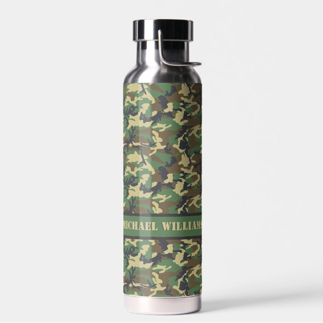 Botella De Agua Impresión de camo militar de Woodland - Personaliz (Izquierdo)