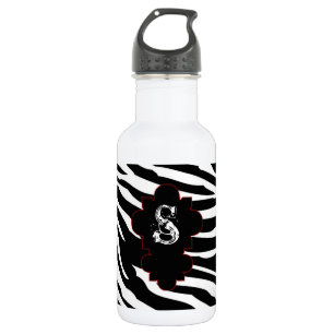 Botella De Agua Impresión de cebra blanca y negra 32. oz.