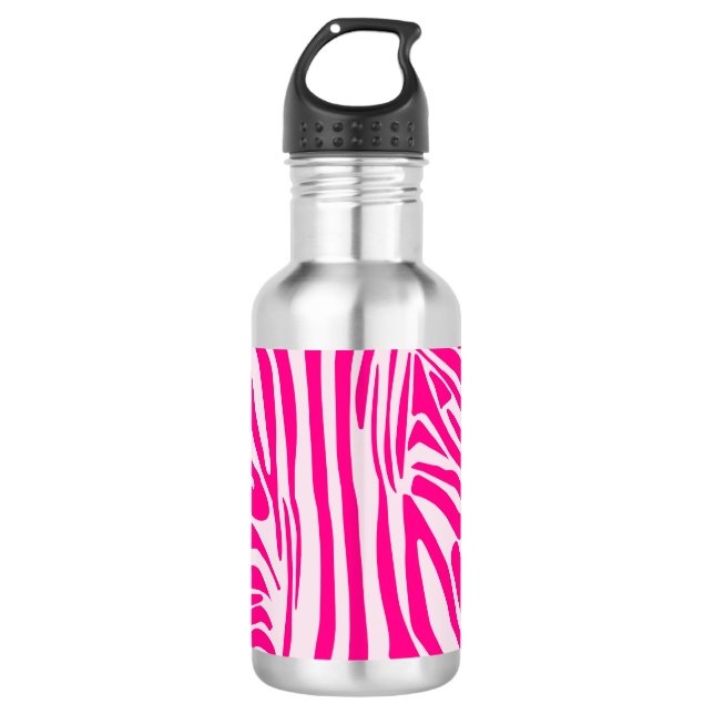 Botella De Agua Impresión de cebra rosa (Anverso)