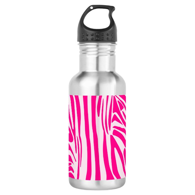 Botella De Agua Impresión de cebra rosa (Anverso)