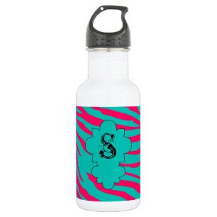 Botella De Agua Impresión de cebra Verde azulada rosa caliente 32.