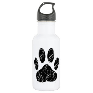 Botella De Agua Impresión de garras de perro negro con aromas blan