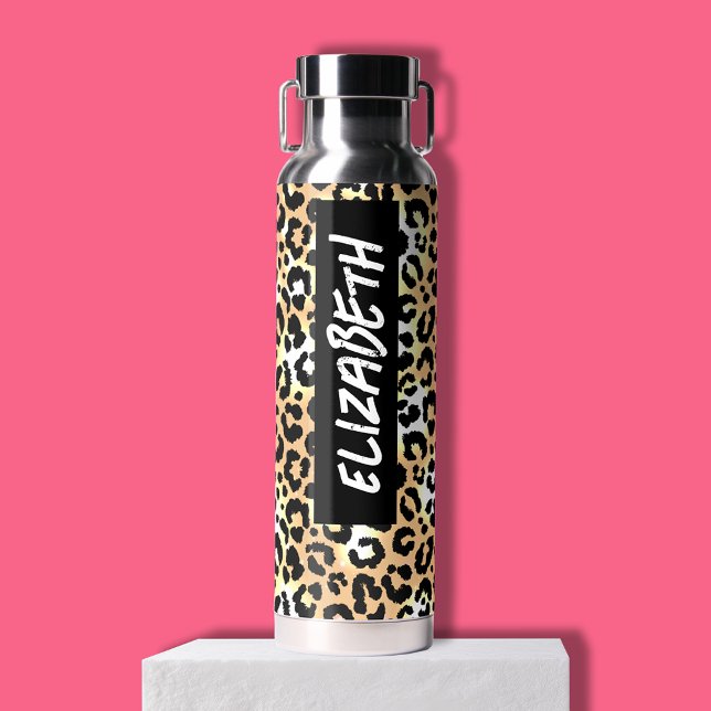 Botella De Agua Impresión de leopardo (Leopard print personalized thermal water bottle)