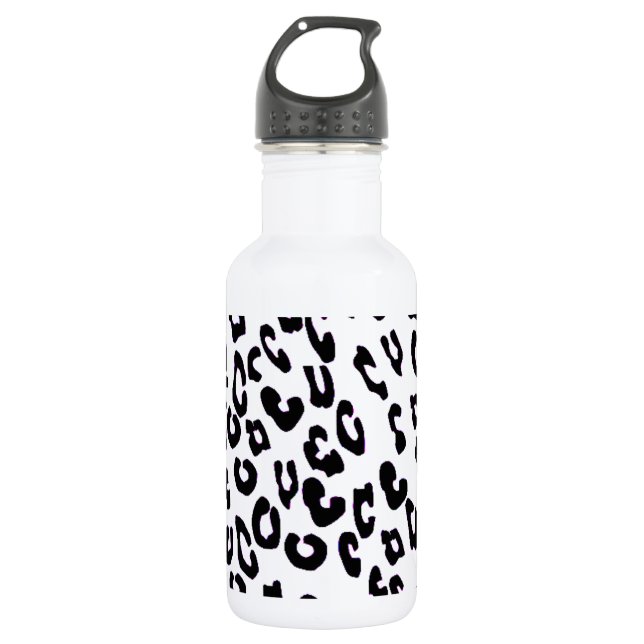 Botella De Agua Impresión De Leopardo Blanco Y Negro (Anverso)