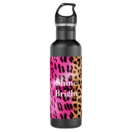 Botella De Agua Impresión de Leopardo de Oro Rosa