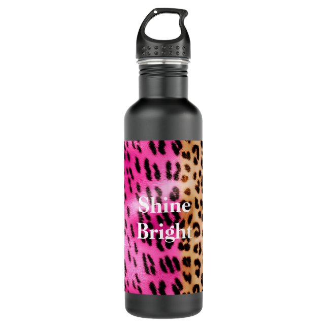 Botella De Agua Impresión de Leopardo de Oro Rosa (Anverso)