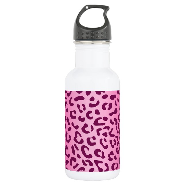 Botella De Agua Impresión de leopardo rosa elegante (Anverso)