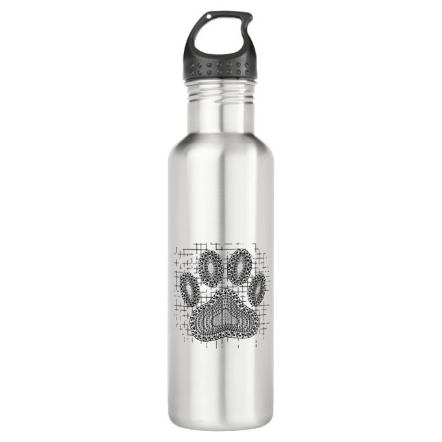 Botella De Agua Impresión De Papas Tribales De Perro En Fondo Dolo (Anverso)