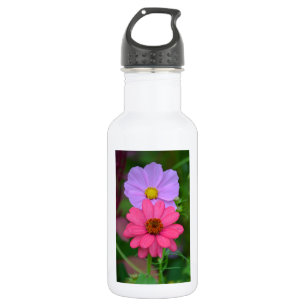 Botella De Agua Impresión floral de Cosmos y Zinnia