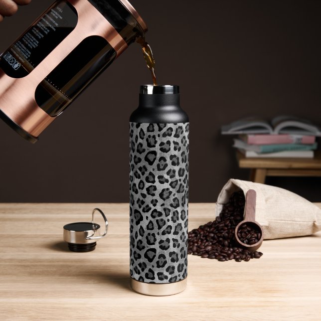 Botella De Agua Impresión gris en leopardo de textura rústica (Café)