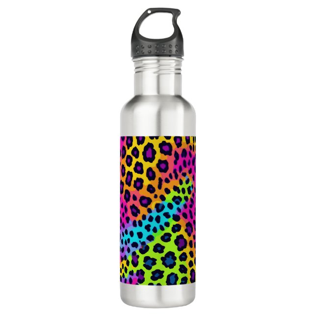Botella De Agua Impresión Neon Leopard (Anverso)