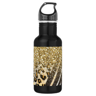 Botella De Agua Impresión ondulada de oro de moda femenina brilla