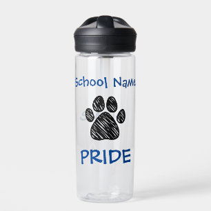 Botella De Agua Impresión personalizada del Orgullo escolar negro