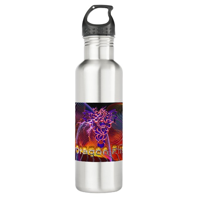 Botella De Agua Impresionante diseño de incendios de dragones (Anverso)