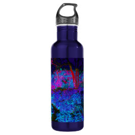 Botella De Agua Impresionante paisaje azul oscuro y jardín rojo