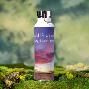 Botella De Agua Impresionante puesta de sol sobre el personalizado