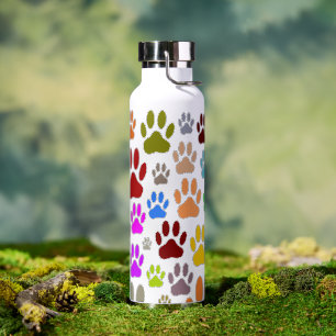 Botella De Agua Impresiones de hojas de perro por todas partes