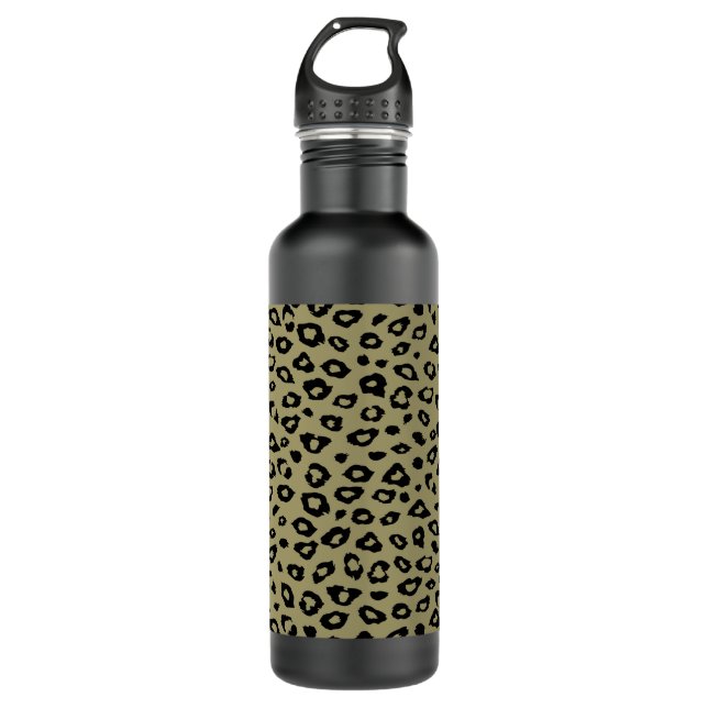 Botella De Agua Imprimir Leopardo negro dorado (Anverso)